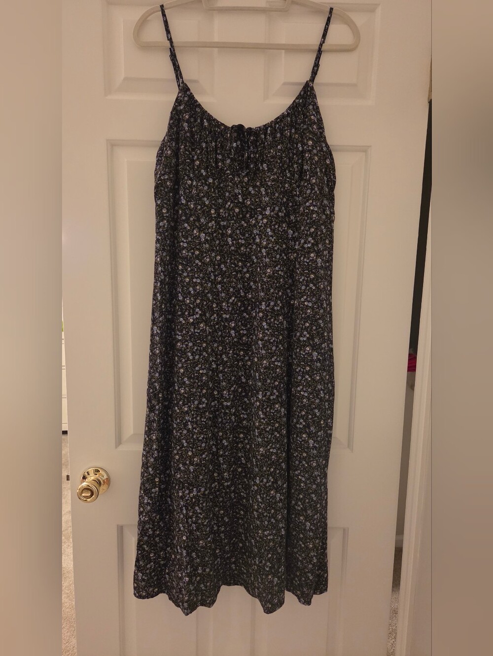 No Boundaries Blue Shirred Bust Dress with Blue Floral Print XL